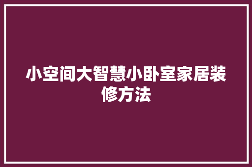小空间大智慧小卧室家居装修方法