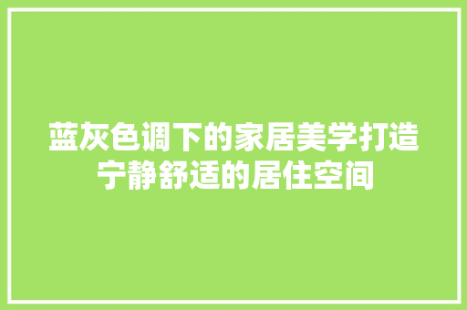 蓝灰色调下的家居美学打造宁静舒适的居住空间