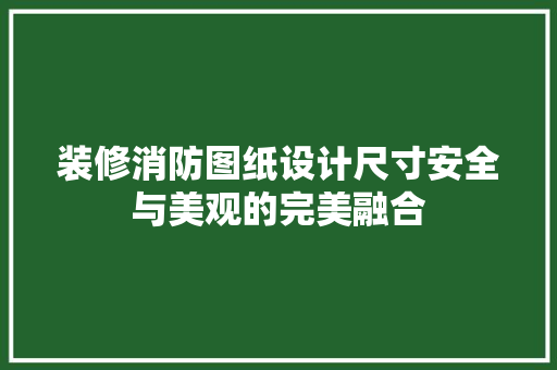 装修消防图纸设计尺寸安全与美观的完美融合