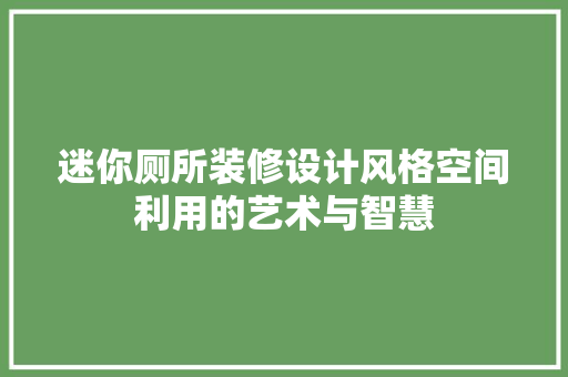迷你厕所装修设计风格空间利用的艺术与智慧