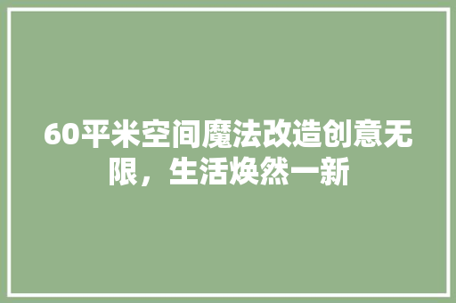 60平米空间魔法改造创意无限，生活焕然一新