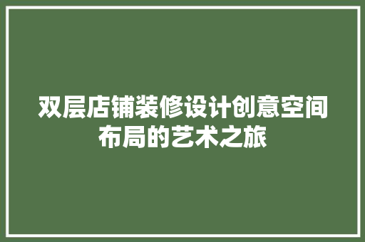 双层店铺装修设计创意空间布局的艺术之旅