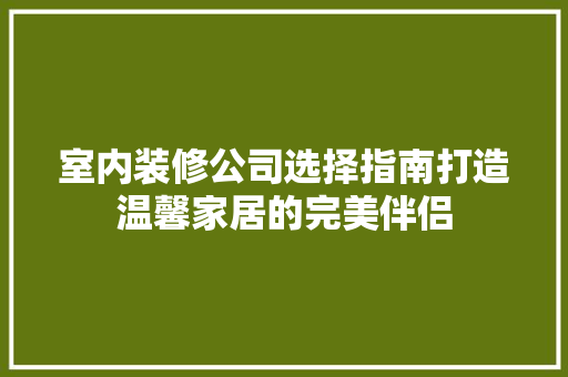 室内装修公司选择指南打造温馨家居的完美伴侣