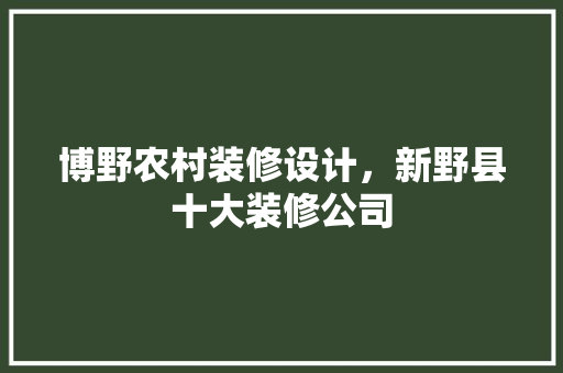 博野农村装修设计，新野县十大装修公司