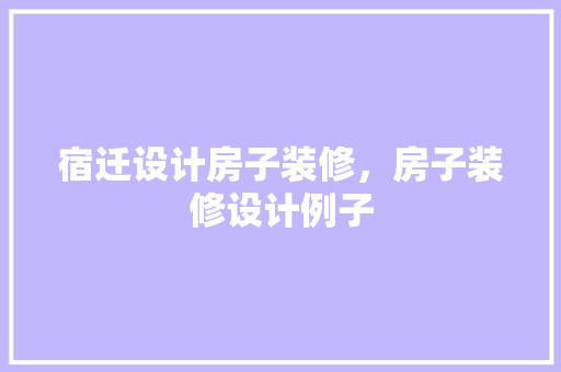 宿迁设计房子装修，房子装修设计例子
