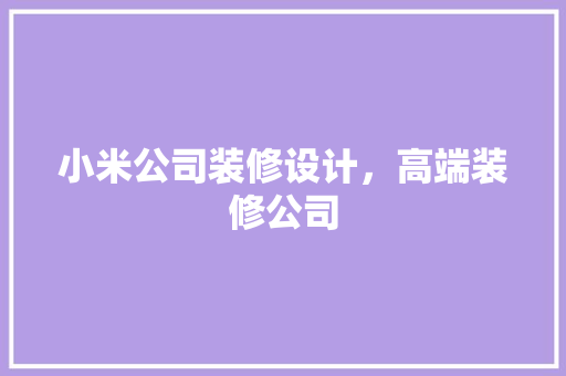 小米公司装修设计，高端装修公司