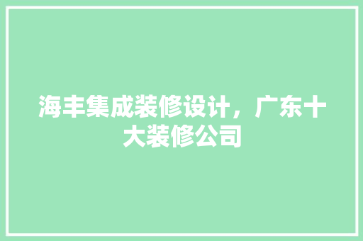 海丰集成装修设计，广东十大装修公司
