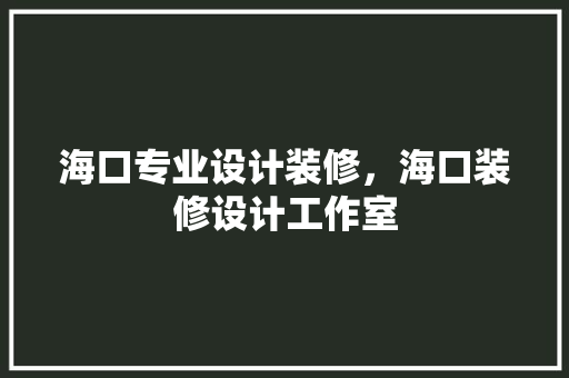 海口专业设计装修，海口装修设计工作室