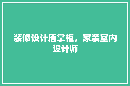 装修设计唐掌柜，家装室内设计师