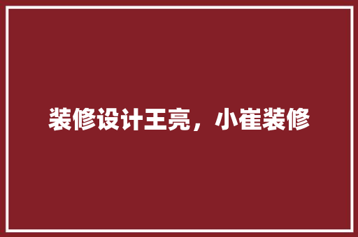 装修设计王亮，小崔装修