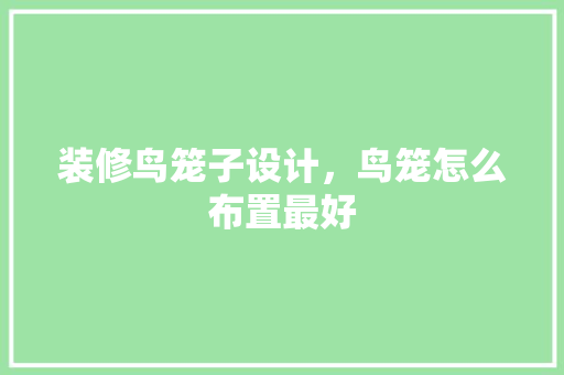 装修鸟笼子设计，鸟笼怎么布置最好