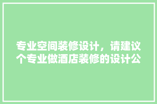 专业空间装修设计，请建议个专业做酒店装修的设计公司