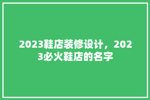 2023鞋店装修设计，2023必火鞋店的名字
