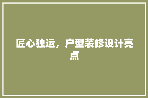 匠心独运，户型装修设计亮点