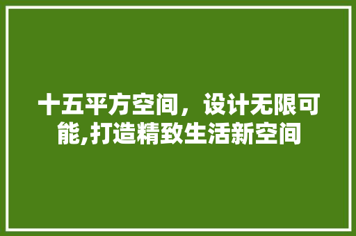 十五平方空间，设计无限可能,打造精致生活新空间