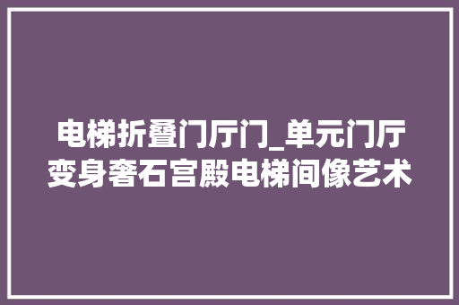电梯折叠门厅门_单元门厅变身奢石宫殿电梯间像艺术展厅｜龙年卷卷八天乐