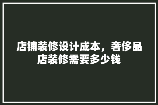 店铺装修设计成本，奢侈品店装修需要多少钱