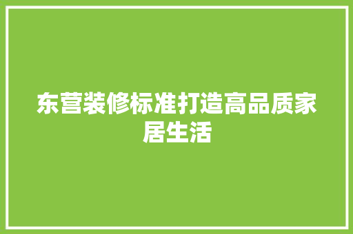 东营装修标准打造高品质家居生活