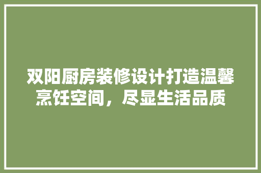 双阳厨房装修设计打造温馨烹饪空间，尽显生活品质