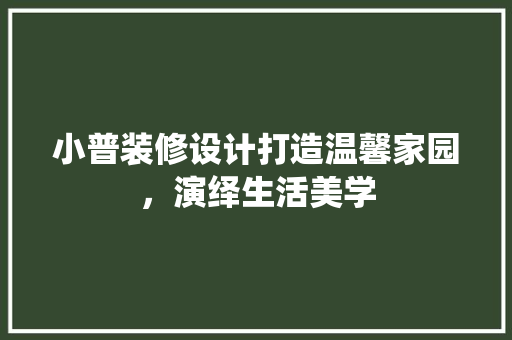 小普装修设计打造温馨家园，演绎生活美学