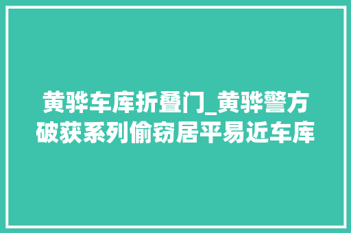 黄骅车库折叠门_黄骅警方破获系列偷窃居平易近车库案