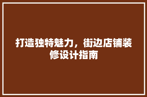 打造独特魅力，街边店铺装修设计指南