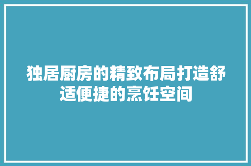 独居厨房的精致布局打造舒适便捷的烹饪空间