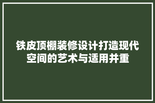 铁皮顶棚装修设计打造现代空间的艺术与适用并重