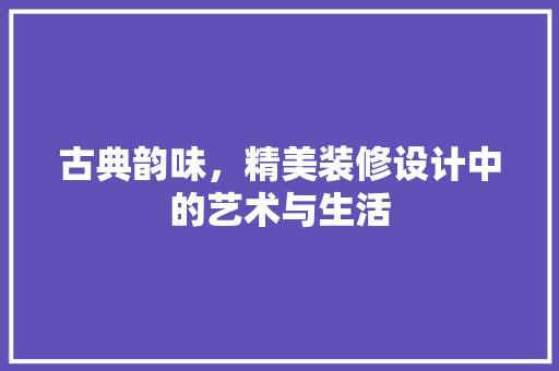 古典韵味，精美装修设计中的艺术与生活