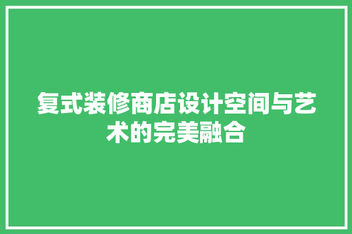 复式装修商店设计空间与艺术的完美融合