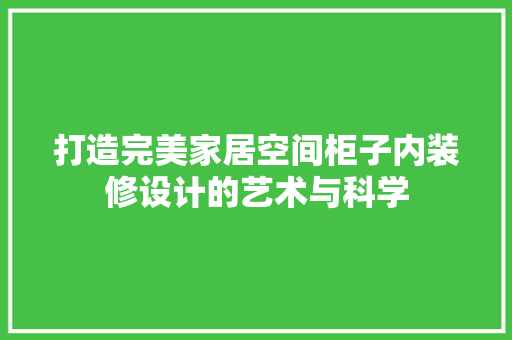 打造完美家居空间柜子内装修设计的艺术与科学