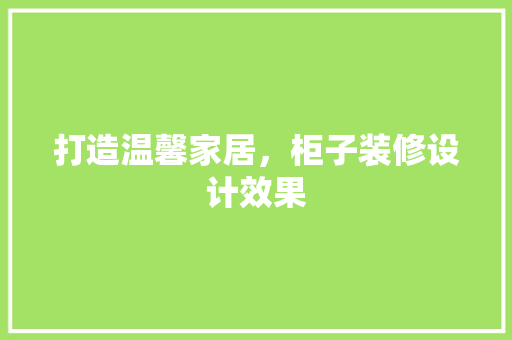 打造温馨家居，柜子装修设计效果