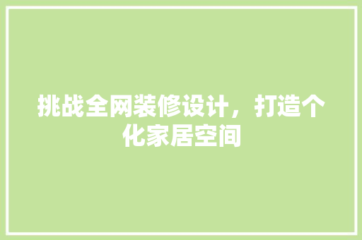 挑战全网装修设计，打造个化家居空间
