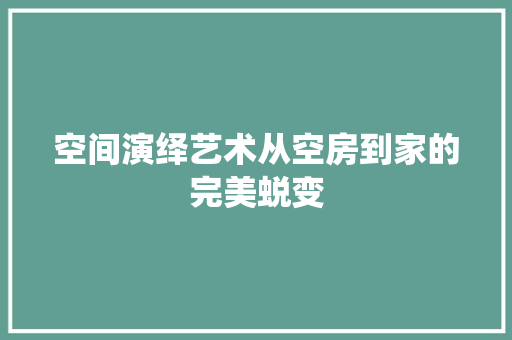 空间演绎艺术从空房到家的完美蜕变