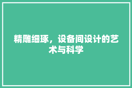 精雕细琢，设备间设计的艺术与科学