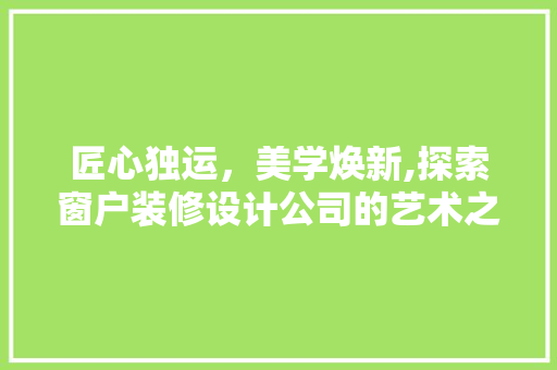 匠心独运，美学焕新,探索窗户装修设计公司的艺术之旅