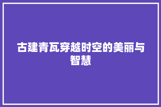 古建青瓦穿越时空的美丽与智慧