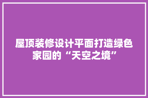 屋顶装修设计平面打造绿色家园的“天空之境”