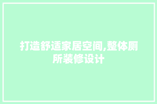 打造舒适家居空间,整体厕所装修设计