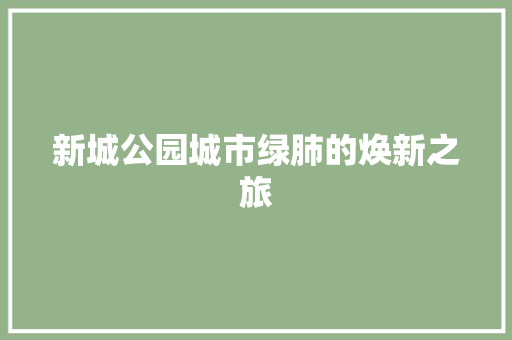 新城公园城市绿肺的焕新之旅