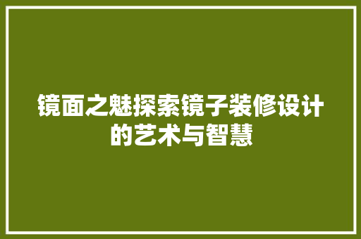镜面之魅探索镜子装修设计的艺术与智慧