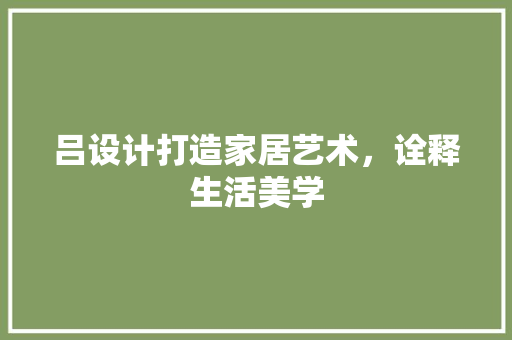 吕设计打造家居艺术，诠释生活美学