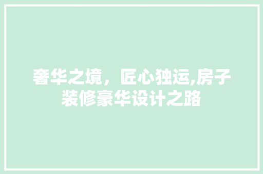 奢华之境，匠心独运,房子装修豪华设计之路