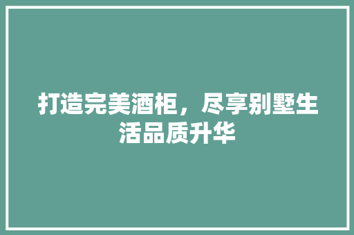 打造完美酒柜，尽享别墅生活品质升华