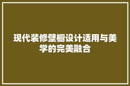 现代装修壁橱设计适用与美学的完美融合