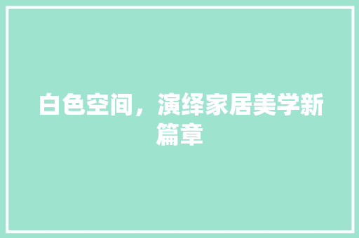 白色空间，演绎家居美学新篇章