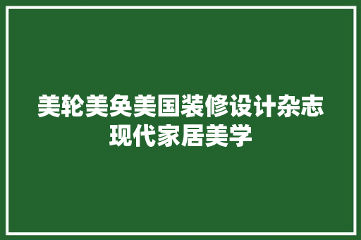 美轮美奂美国装修设计杂志现代家居美学