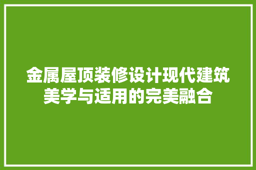 金属屋顶装修设计现代建筑美学与适用的完美融合