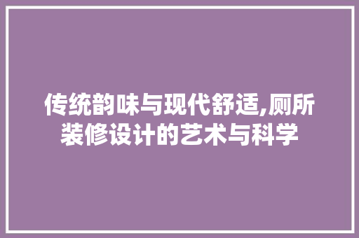 传统韵味与现代舒适,厕所装修设计的艺术与科学