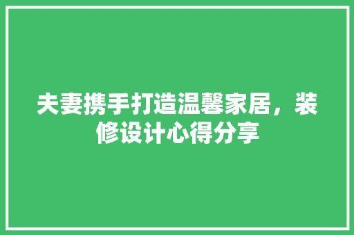 夫妻携手打造温馨家居，装修设计心得分享
